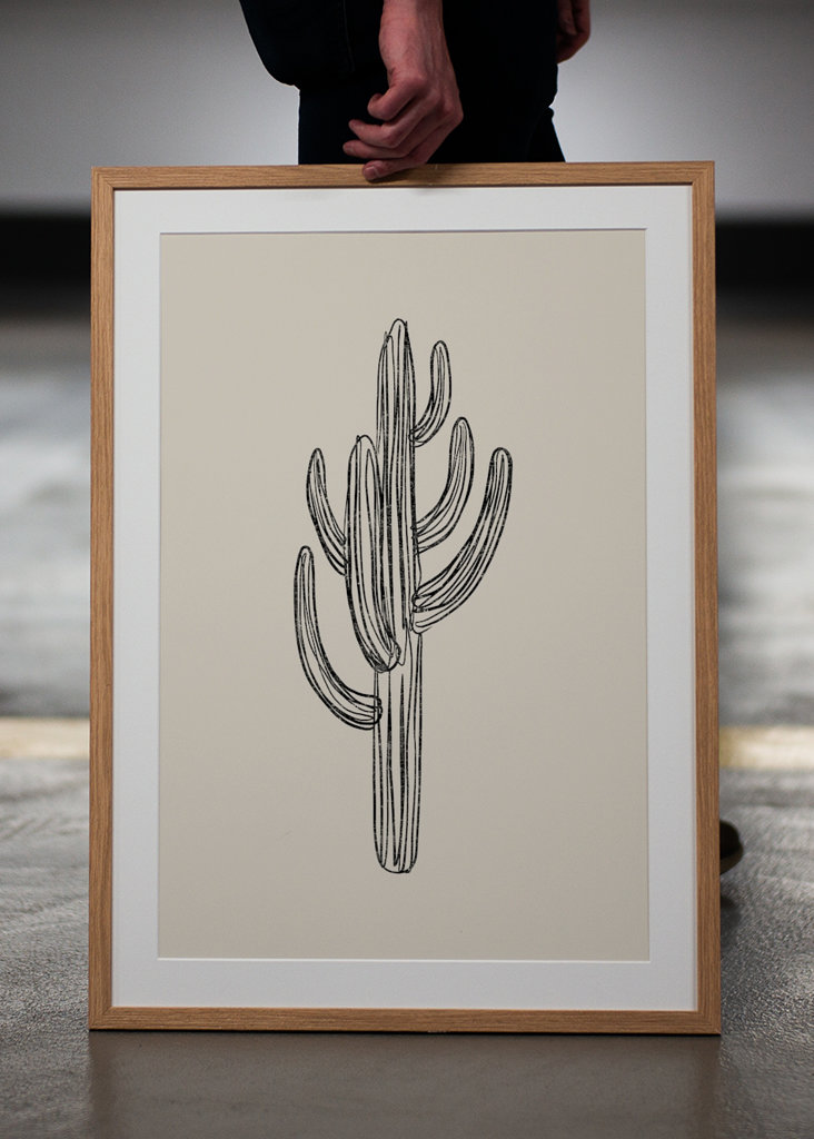 Cactus black and white