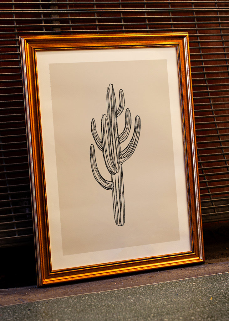 Cactus black and white