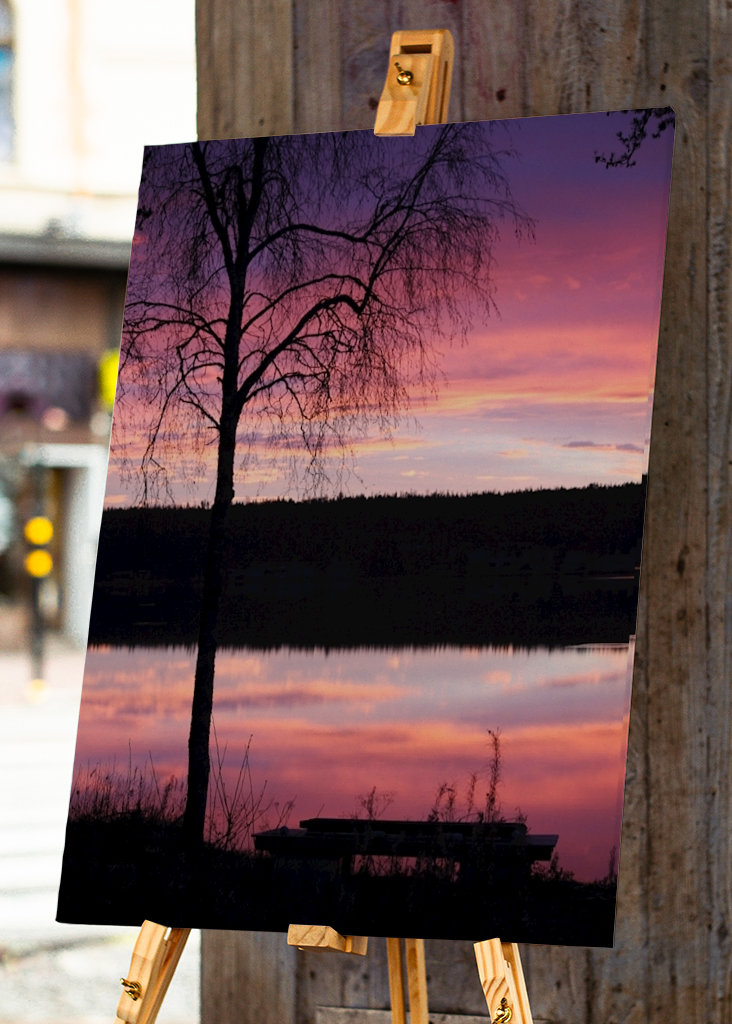 Purple morning by the lakeside