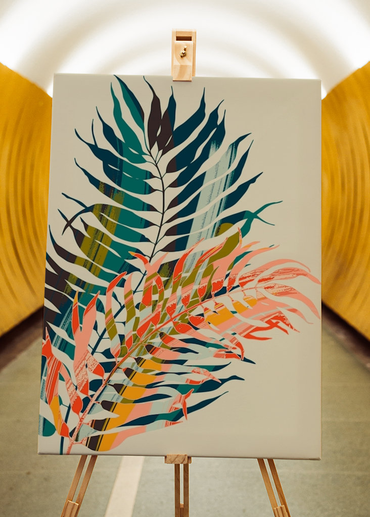 farbenfrohe Palmenblätter