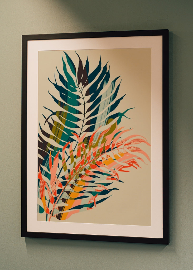 farbenfrohe Palmenblätter