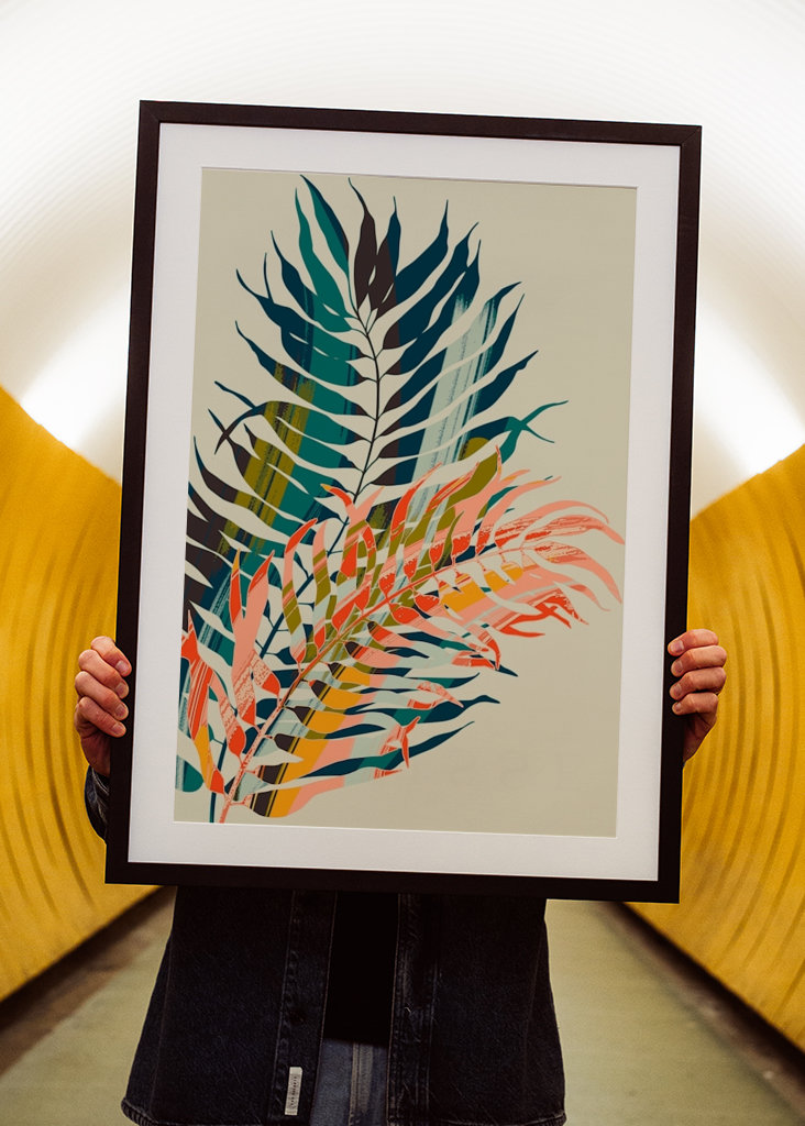 farbenfrohe Palmenblätter