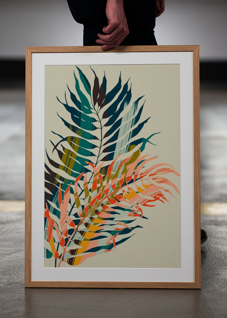 farbenfrohe Palmenblätter