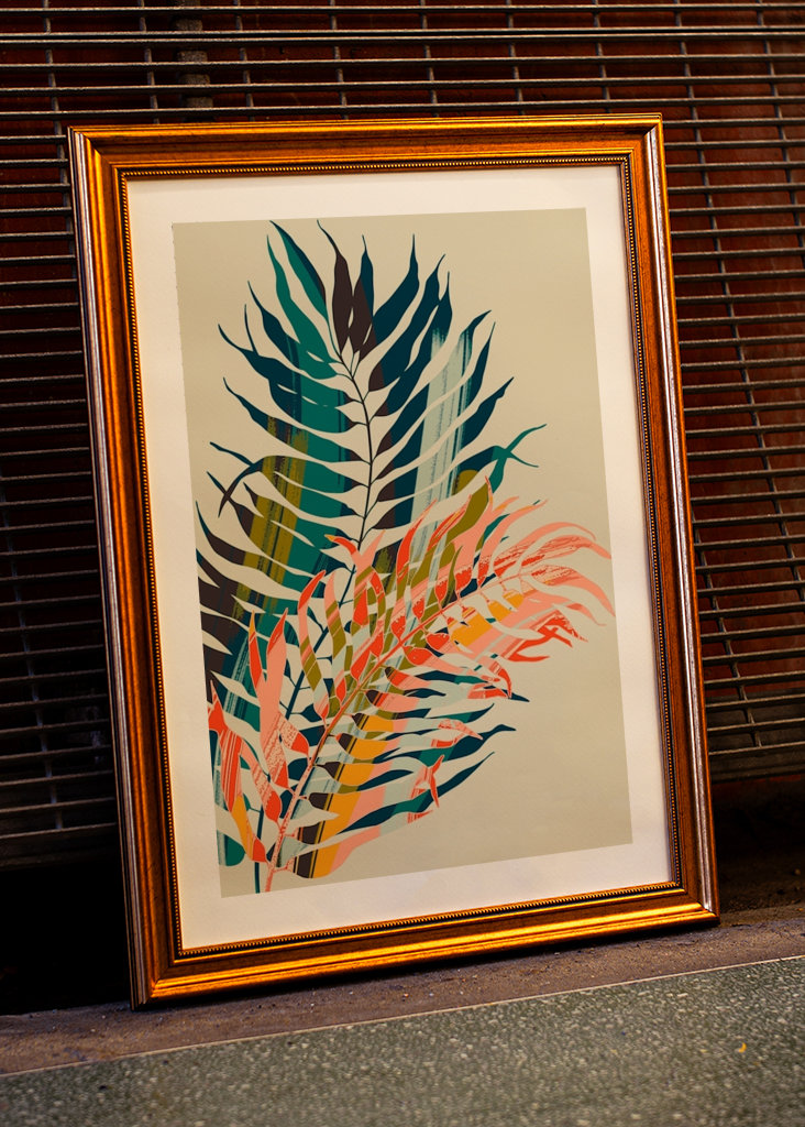 farbenfrohe Palmenblätter