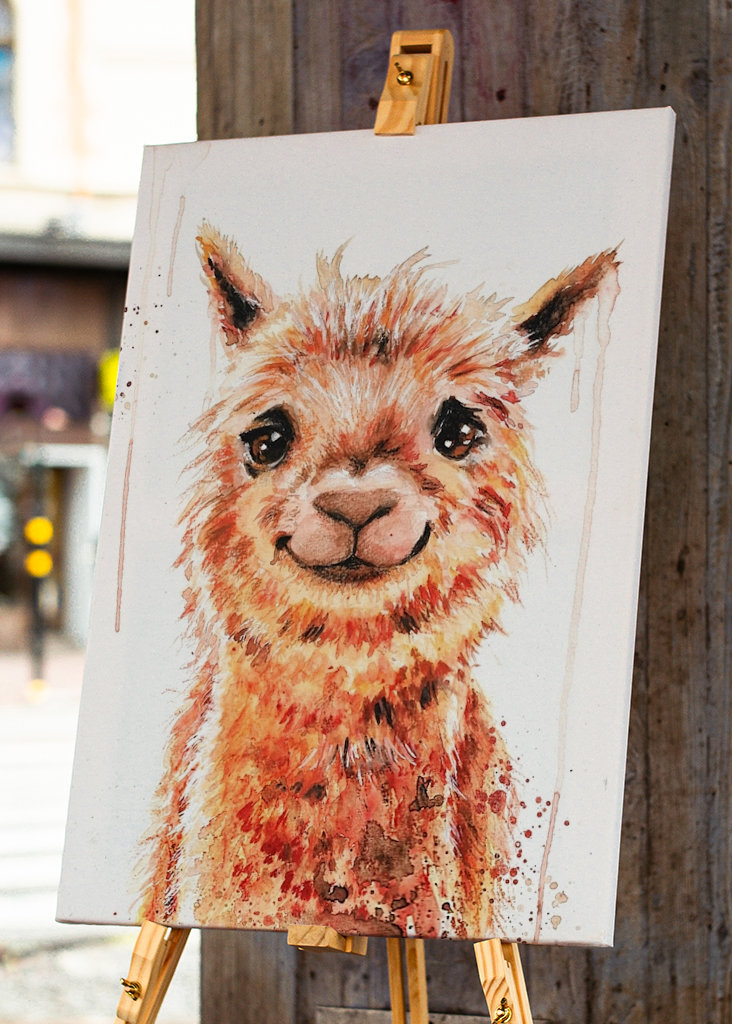 Watercolor smiling Alpaca Lama