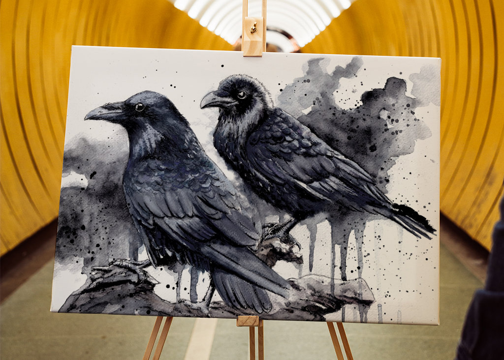 Wrony akwarelowe - Kruki 