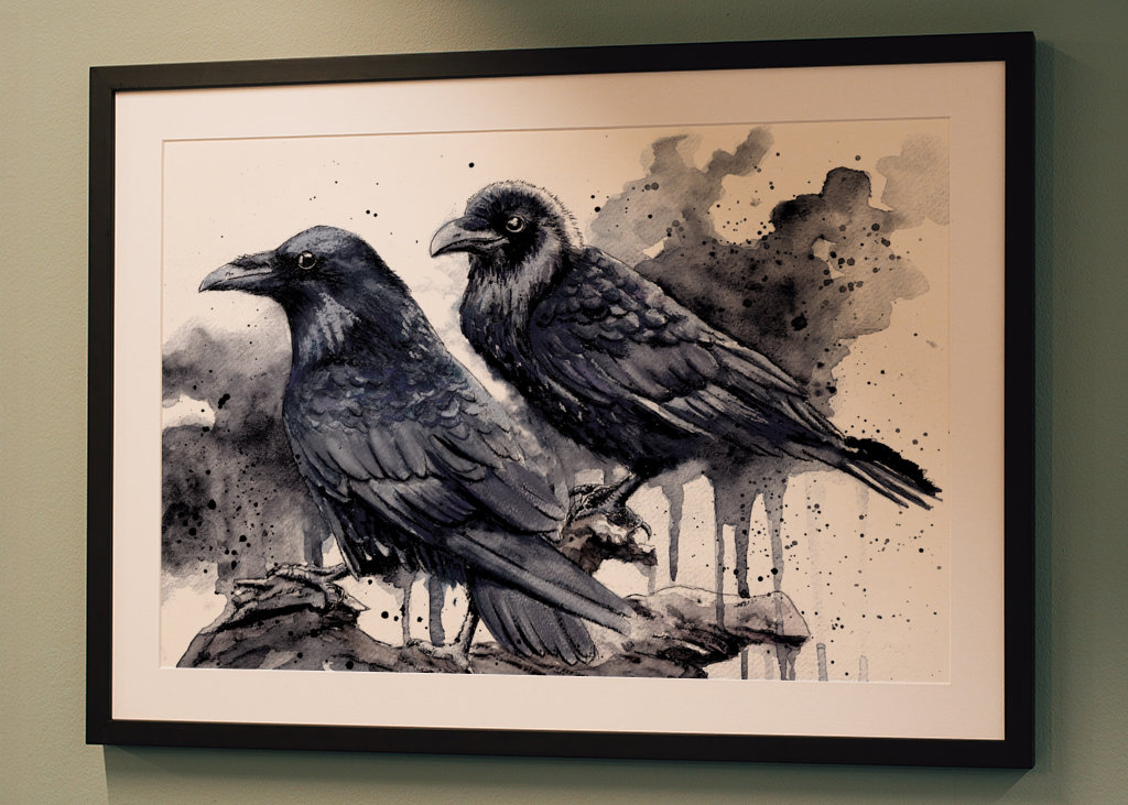 Wrony akwarelowe - Kruki 