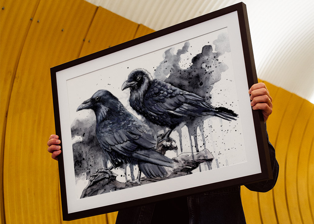 Wrony akwarelowe - Kruki 