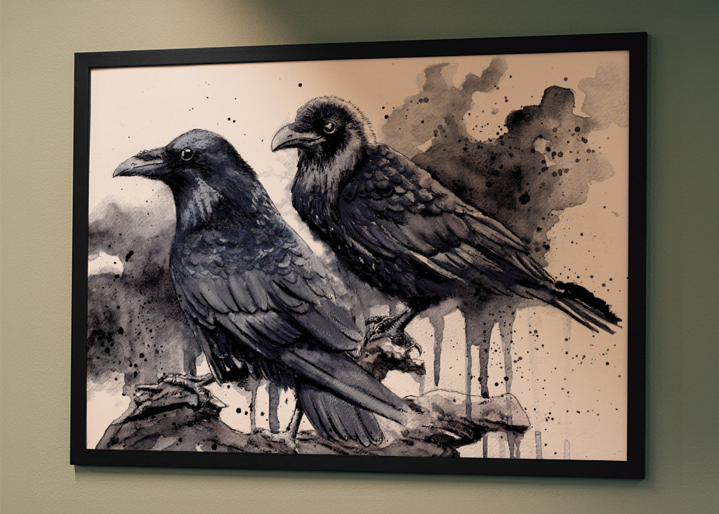 Wrony akwarelowe - Kruki 