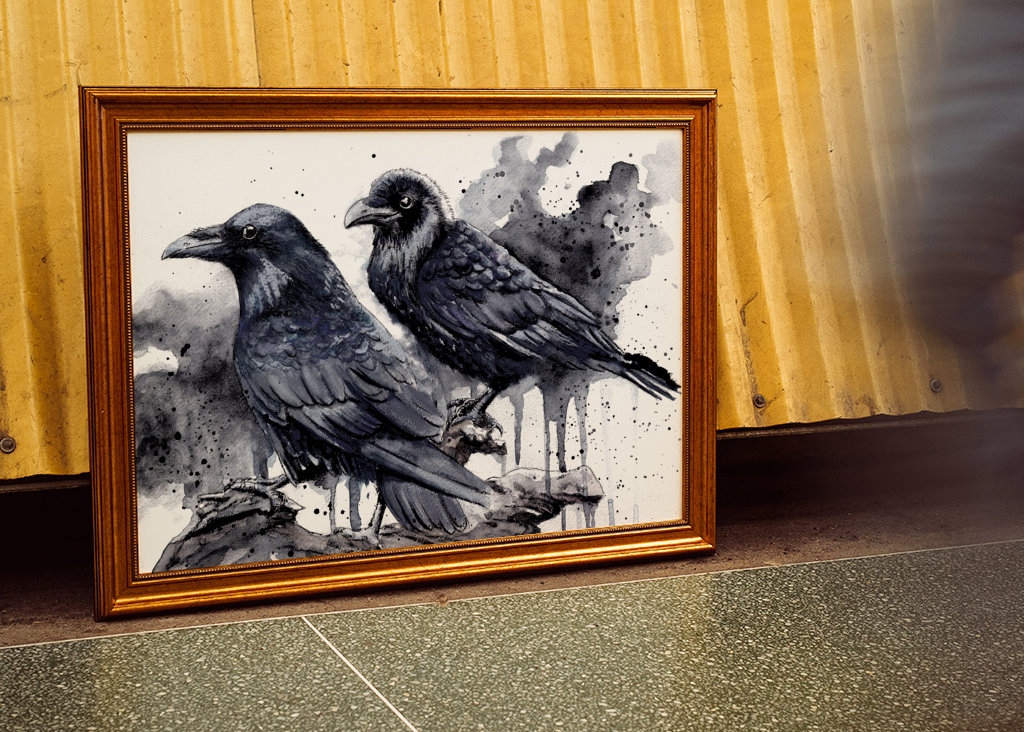 Wrony akwarelowe - Kruki 