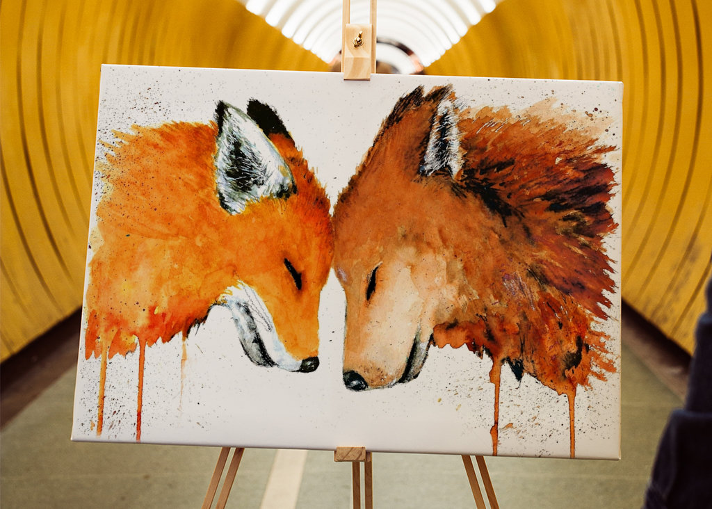 Fox and Wolf Watercolor 