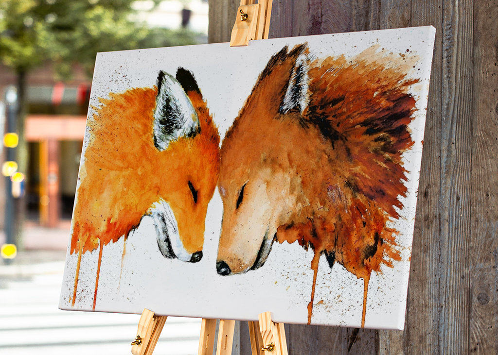 Fox and Wolf Watercolor 