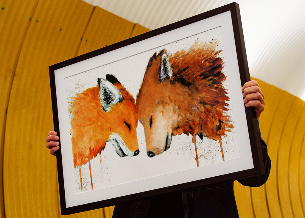 Fox and Wolf Watercolor 