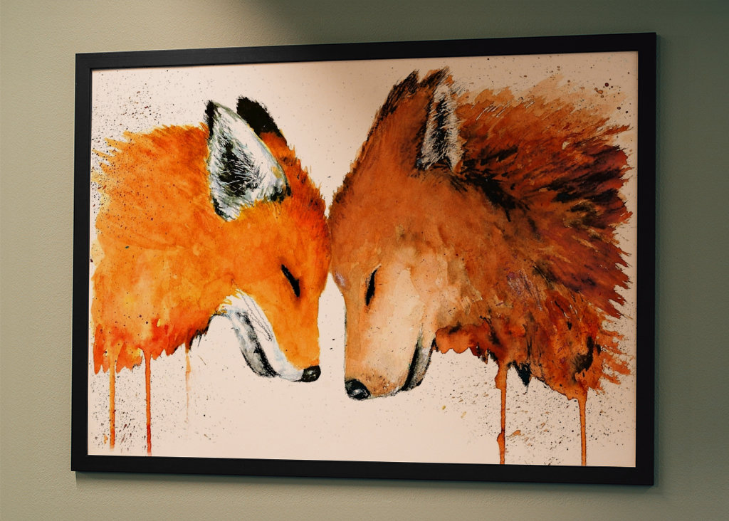 Fox and Wolf Watercolor 