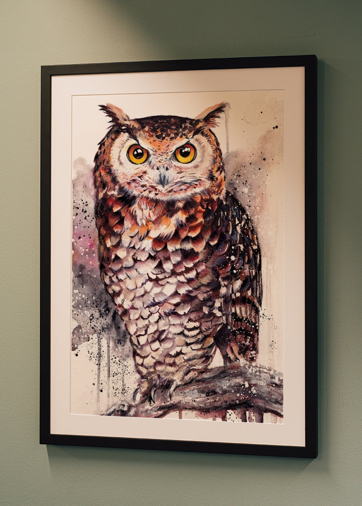Gufo reale dell'acquerello Gufo