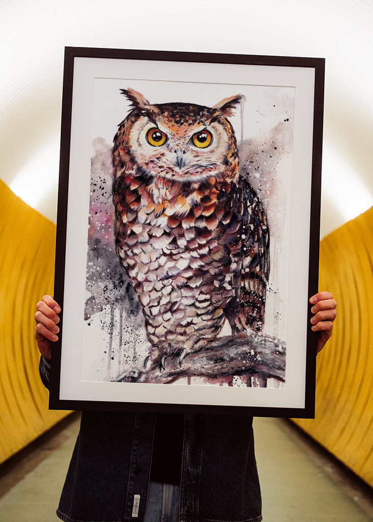 Gufo reale dell'acquerello Gufo