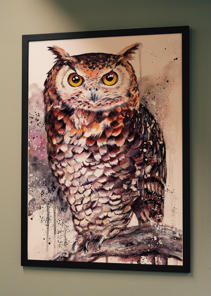 Gufo reale dell'acquerello Gufo