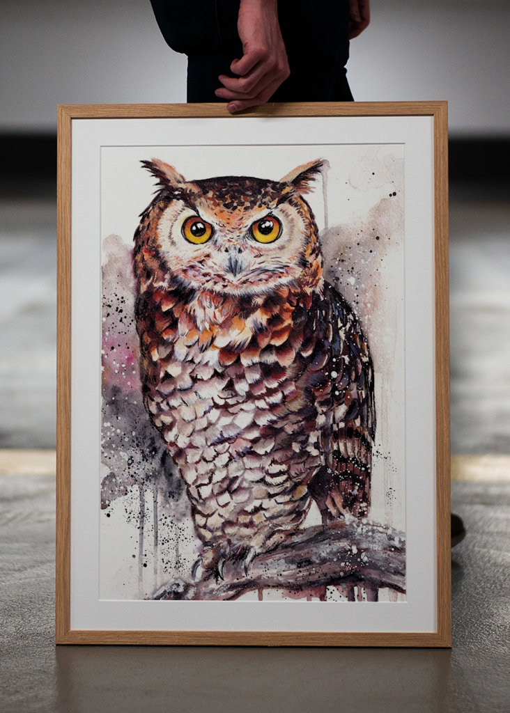 Gufo reale dell'acquerello Gufo