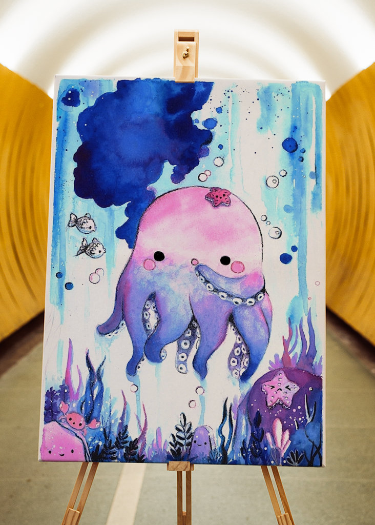 Słodkie kalmary okto-szczenięce