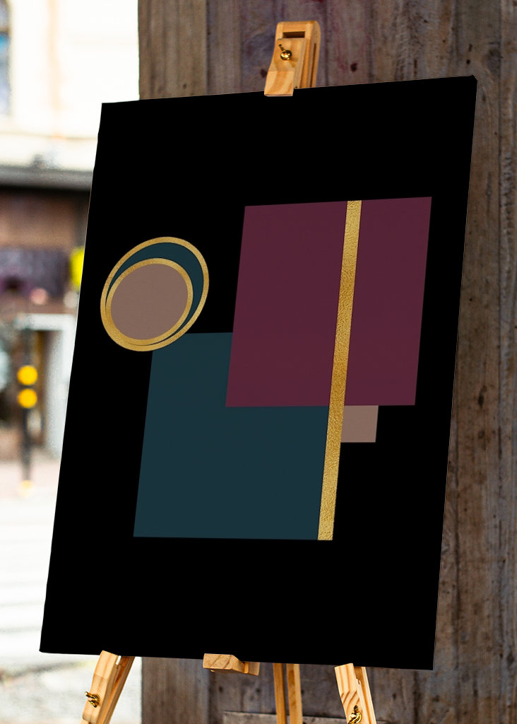 Póster geométrico moderno dorado