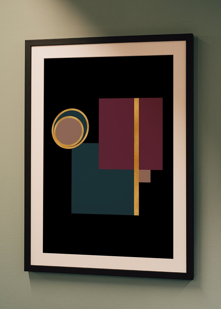 Póster geométrico moderno dorado