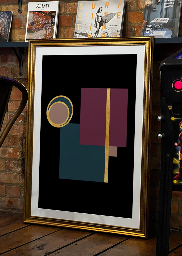 Póster geométrico moderno dorado