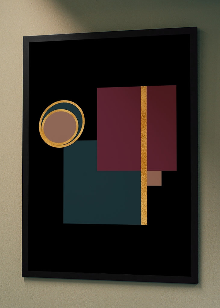 Póster geométrico moderno dorado