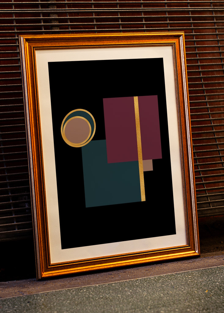 Póster geométrico moderno dorado