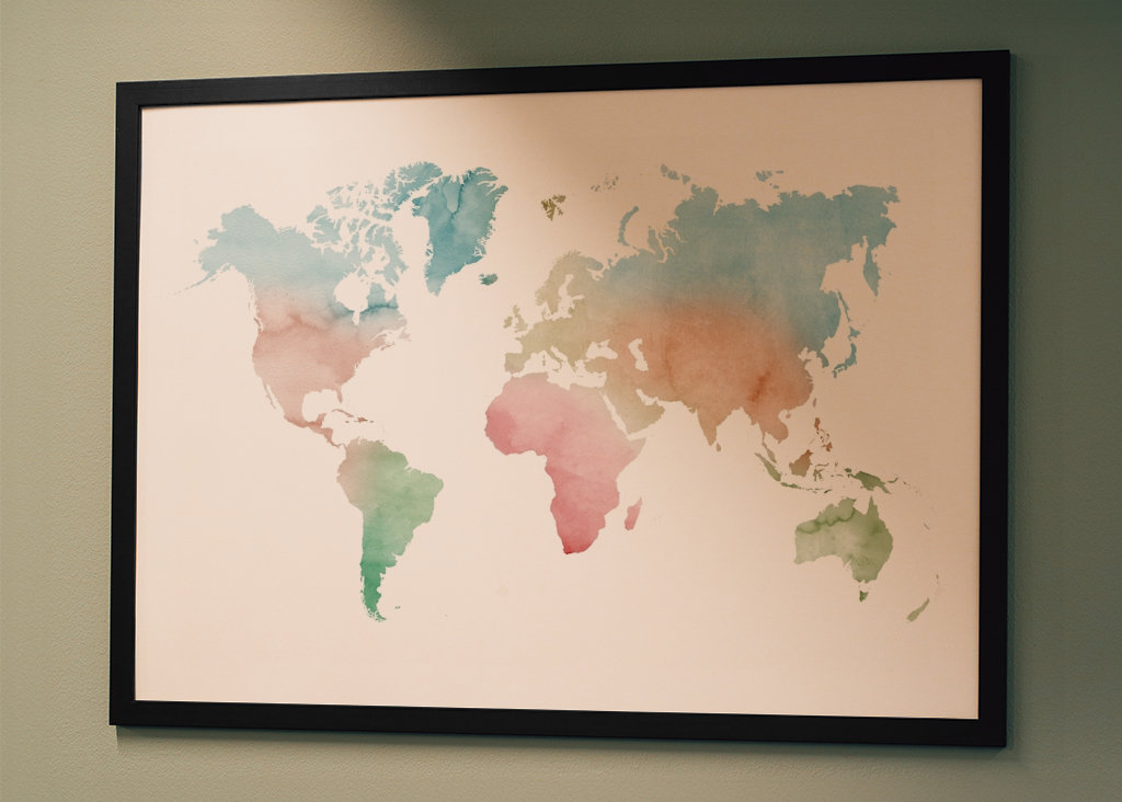 Mapamundi de acuarela - Pastel