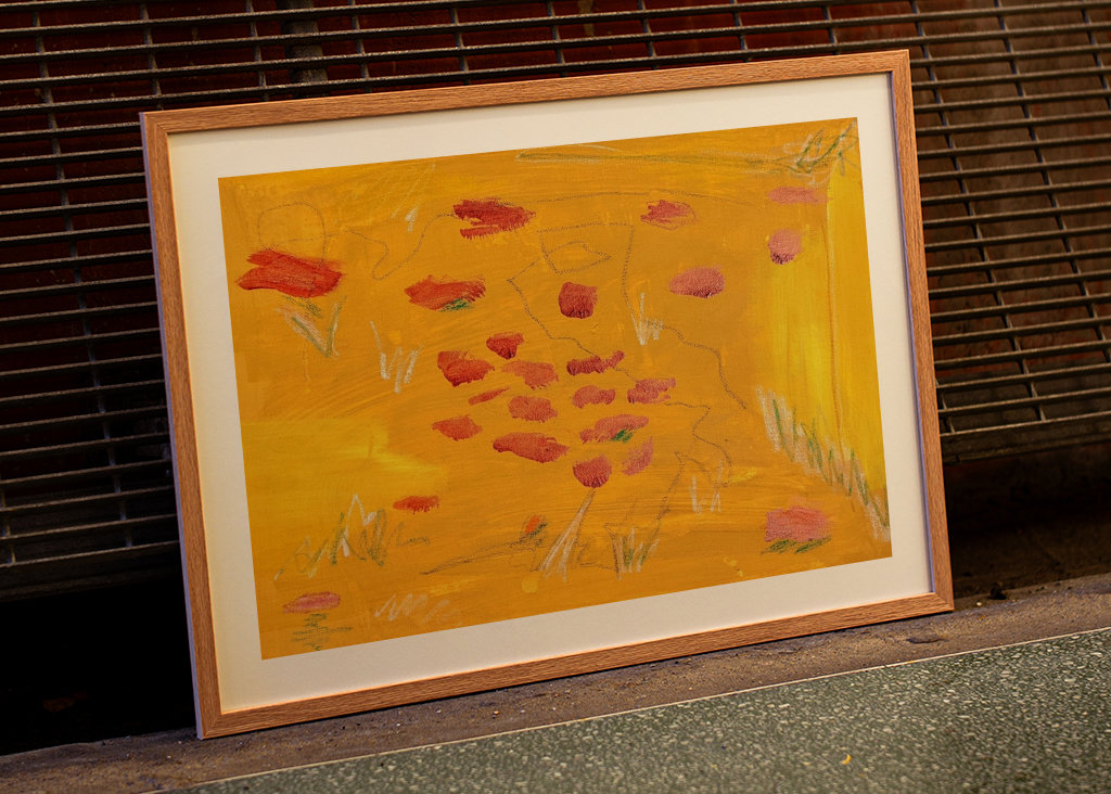 Campo di grano con semi di papavero