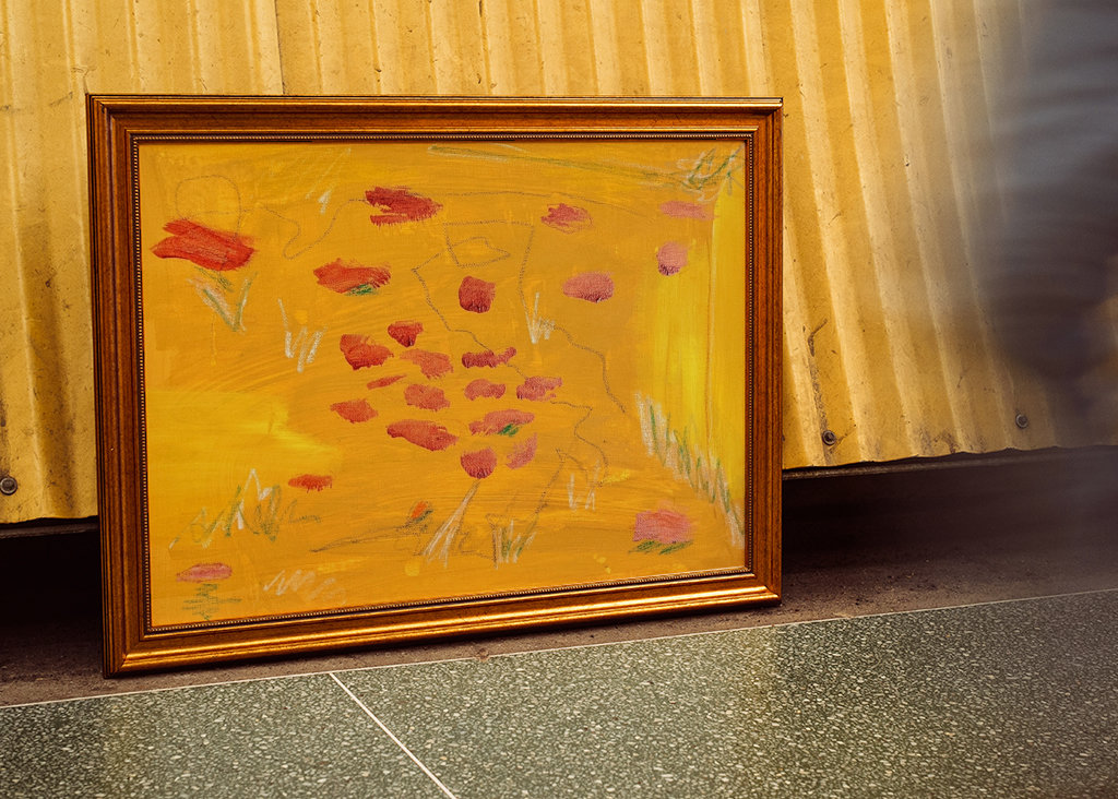 Campo di grano con semi di papavero