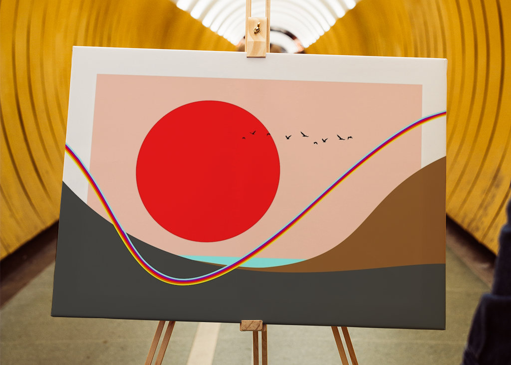 Rode zon bij de regenboog