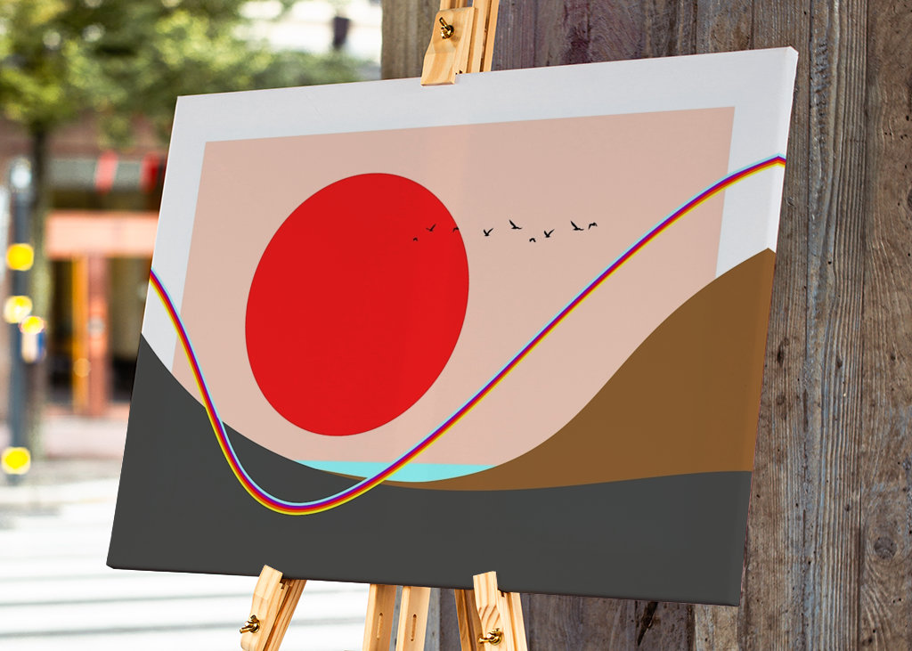 Rode zon bij de regenboog