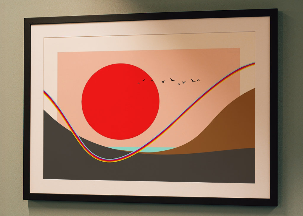 Rode zon bij de regenboog