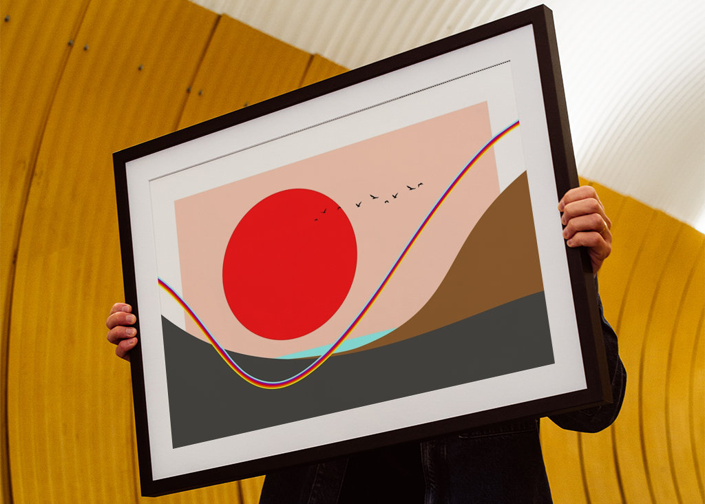 Rode zon bij de regenboog