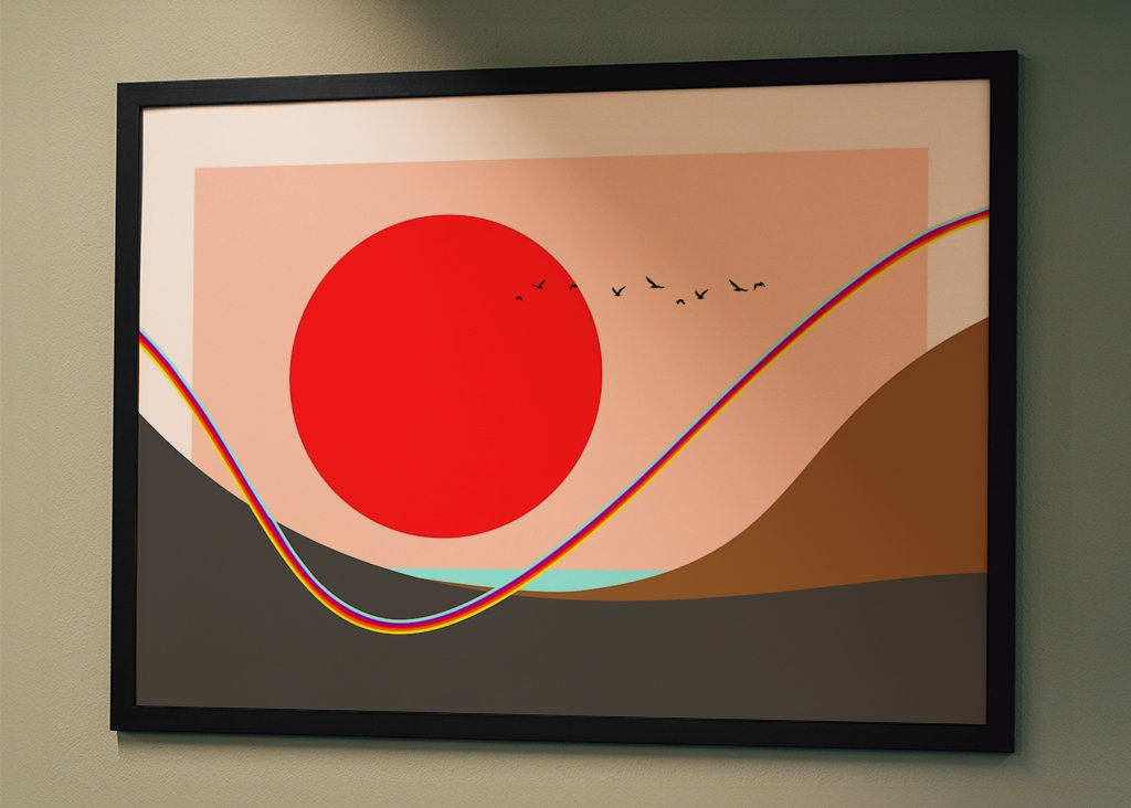 Rode zon bij de regenboog