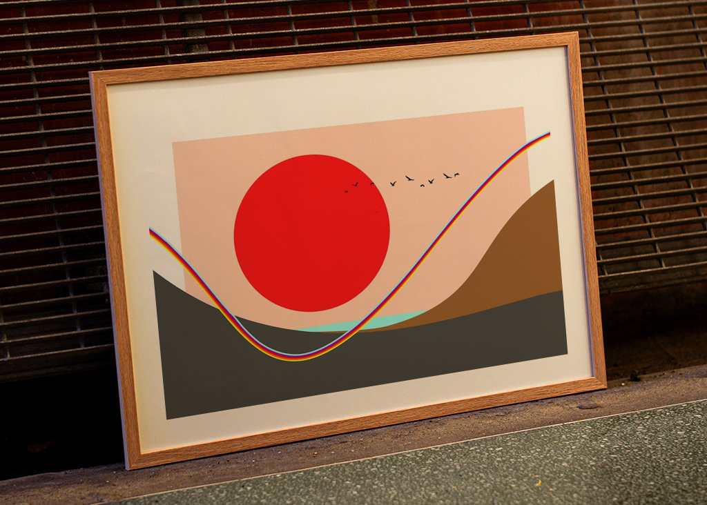 Rode zon bij de regenboog