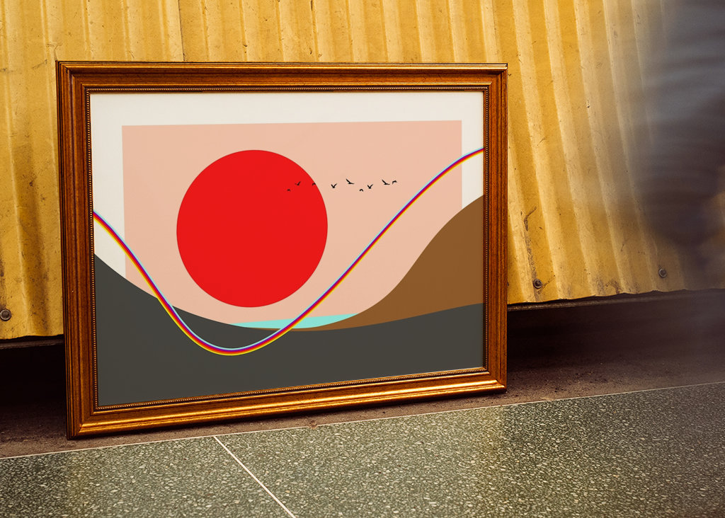 Rode zon bij de regenboog