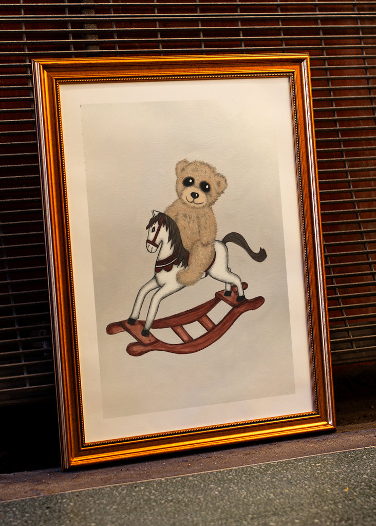Teddy bear on a rocking horse