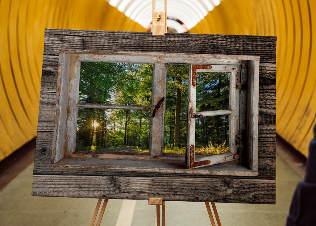 Fensterblick in den Wald
